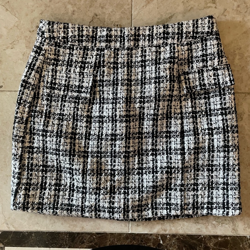 Black & White Tweed Mini Skirt